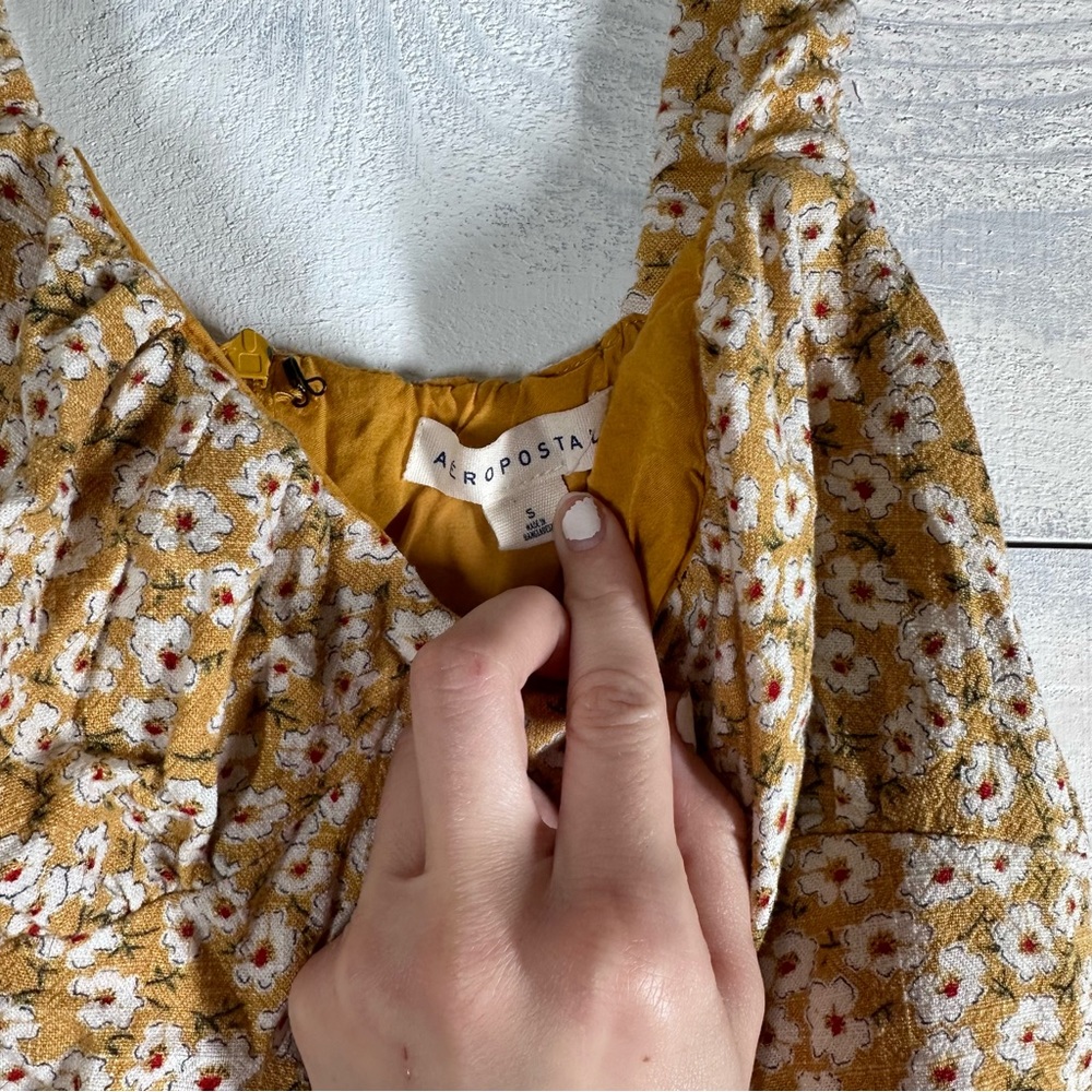 Yellow Floral Aeropostale Sundress with slit S - Picture 2 of 5